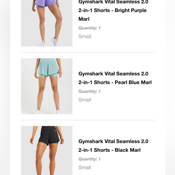 Gymshark 2 in 1 shorts (set of 3) 🖤🩵💜 - Picture 7 of 7